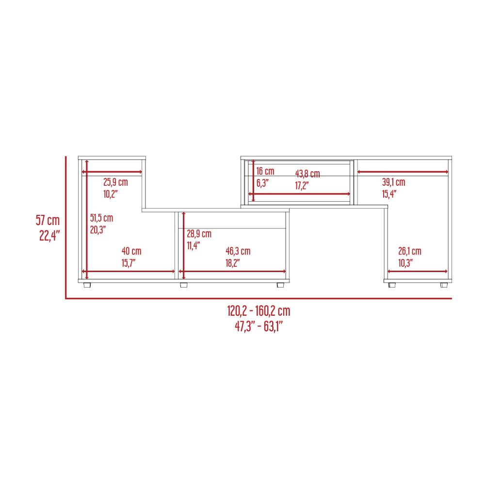 Mesa Para Tv Ascher, Cartagena y Blanco, con Espacio Para Televisor de 50 Pulgadas