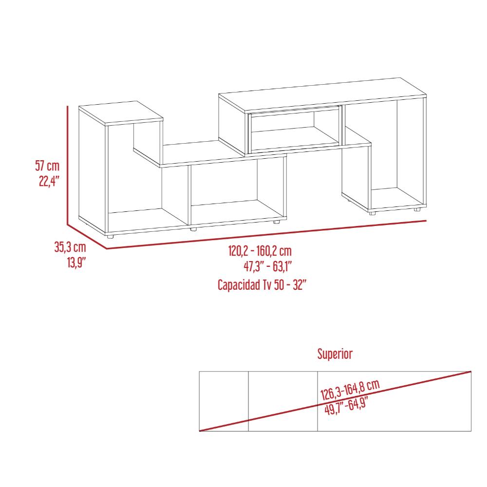 Mesa Para Tv Ascher, Cartagena y Blanco, con Espacio Para Televisor de 50 Pulgadas