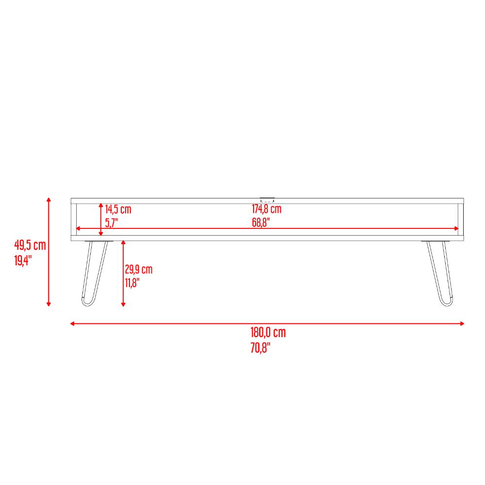 Mesa Para Tv Ralf, Humo, con patas metálicas y espacio de tv hasta 70 pulgadas