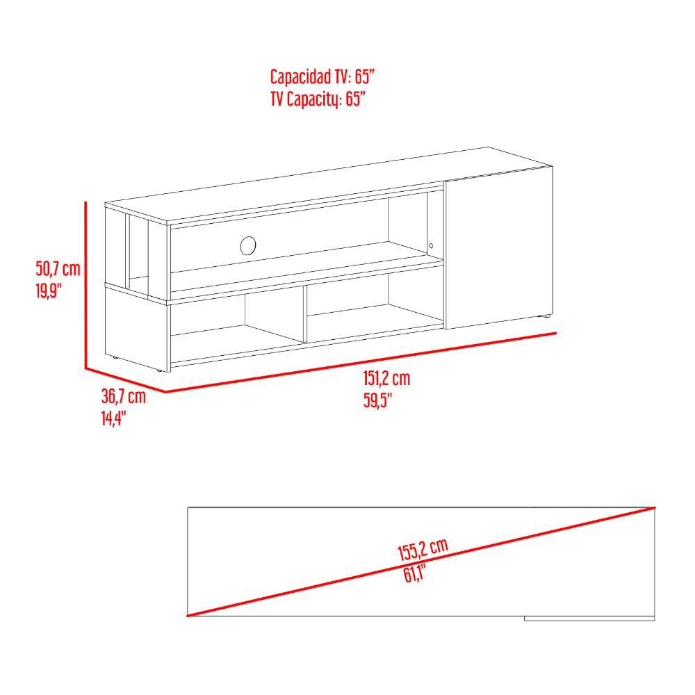 Mesa para TV Noland, Fresno Europeo y Wengue, para Televisor hasta 65"