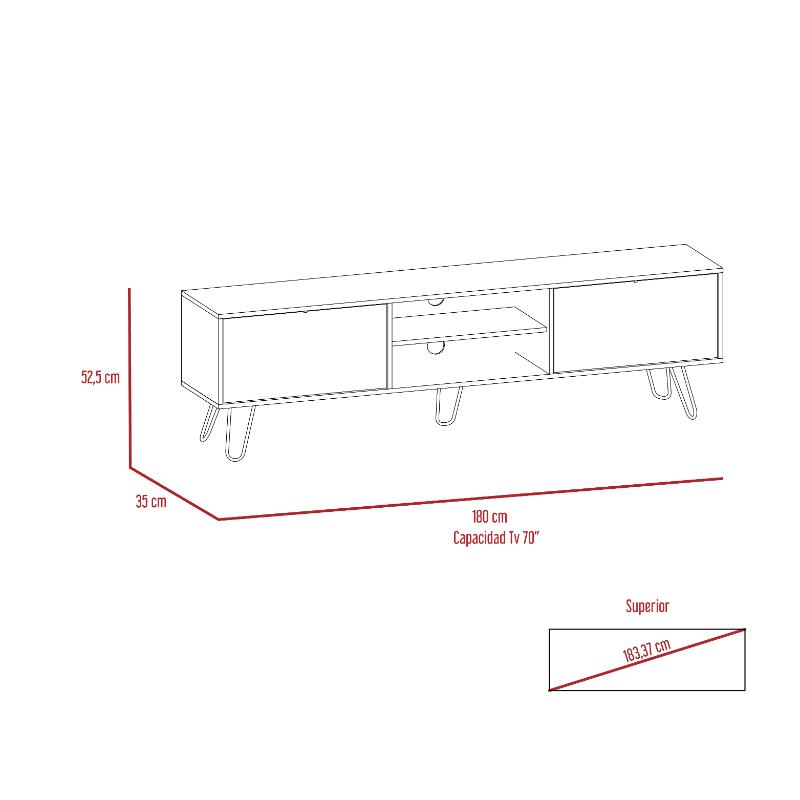 Mesa para TV Lara, Caoba y Blanco, para Televisor de 70 Pulgadas