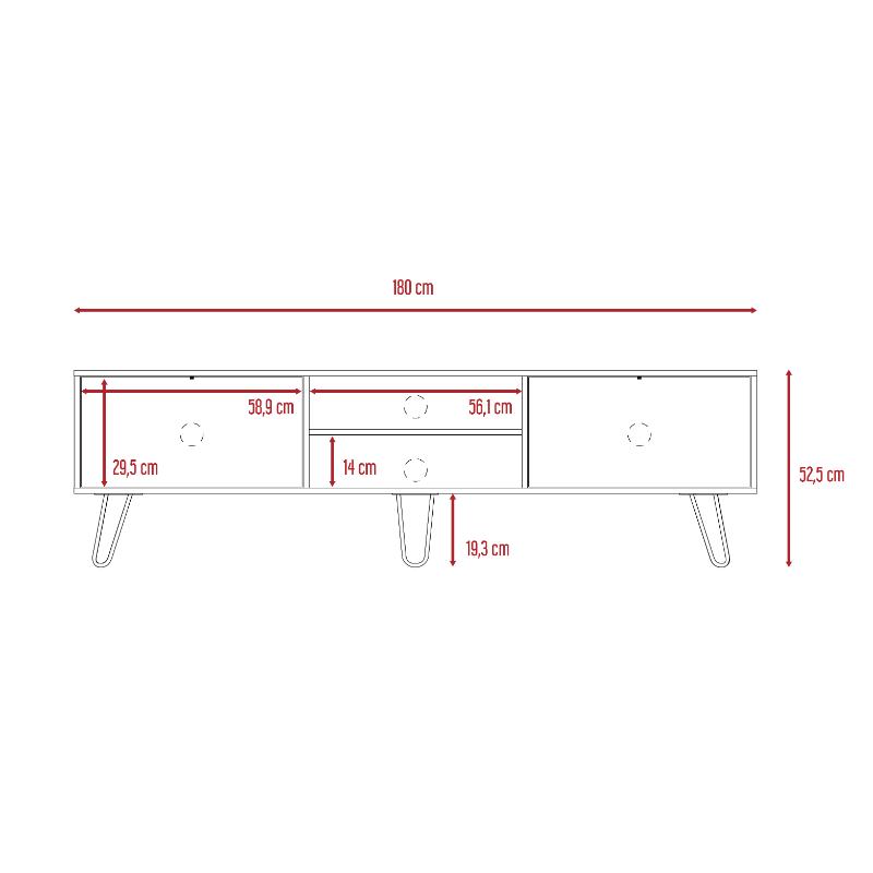 Mesa para TV Lara, Caoba y Blanco, para Televisor de 70 Pulgadas