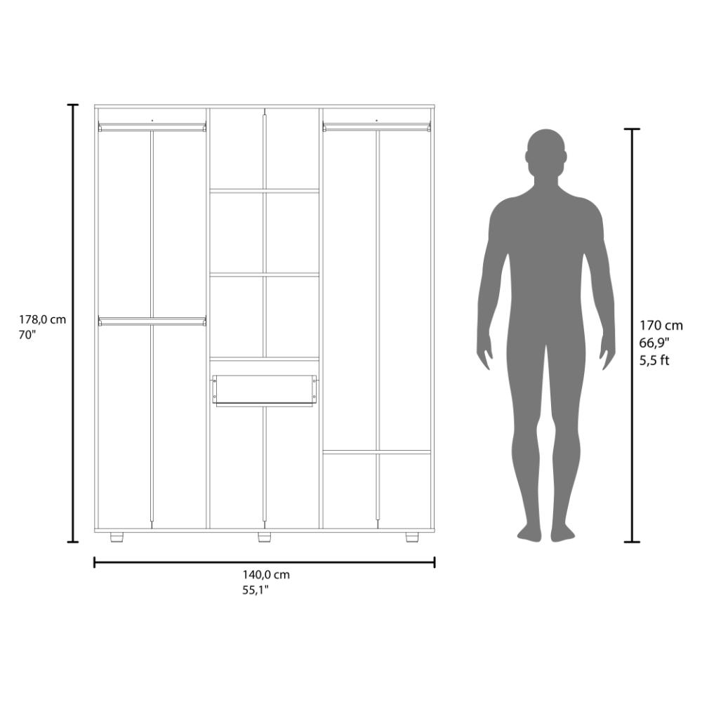 Closet Bariloche Bombay Eco ll, Fresno Europeo, Con Variedad de Entrepaños y Cuatro Puertas Abatibles ZF