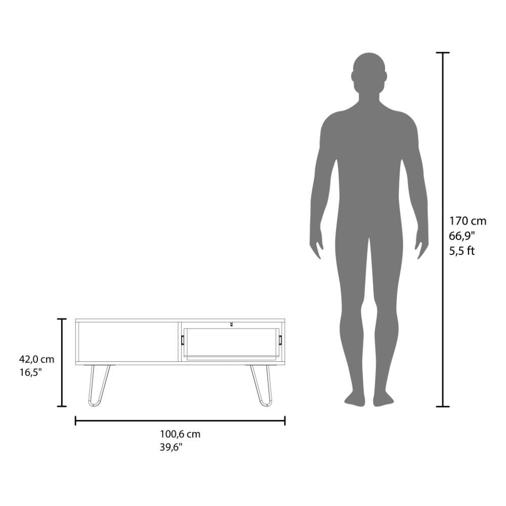 Mesa de Centro Tory, Blanco y Fresno Europeo, con Amplio Espacio para Elementos Decorativos ZF