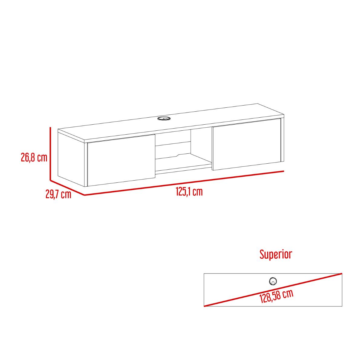 Mesa Para Tv Flotante Gleid, Macadamia, con Dos Puertas Abatibles sin inv