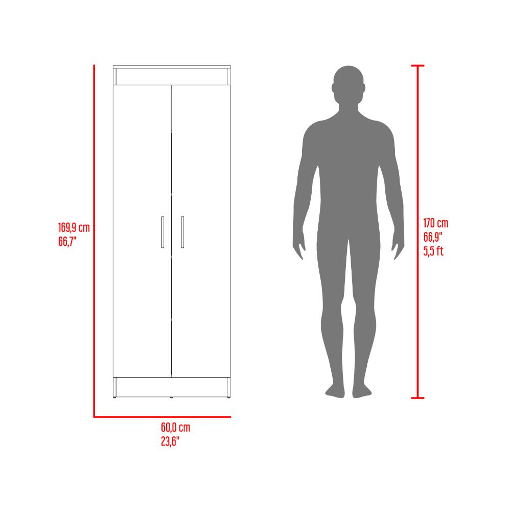 Mueble Multiusos Barlovento, Fresno y Blanco, Cuenta con Cinco Entrepaños y Dos Puertas Batientes