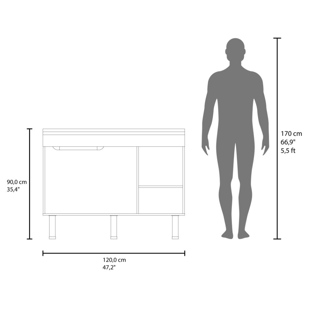 Gabinete Inferior de Cocina Oceana 120, Wengue, Incluye Mesón Izquierdo ZF