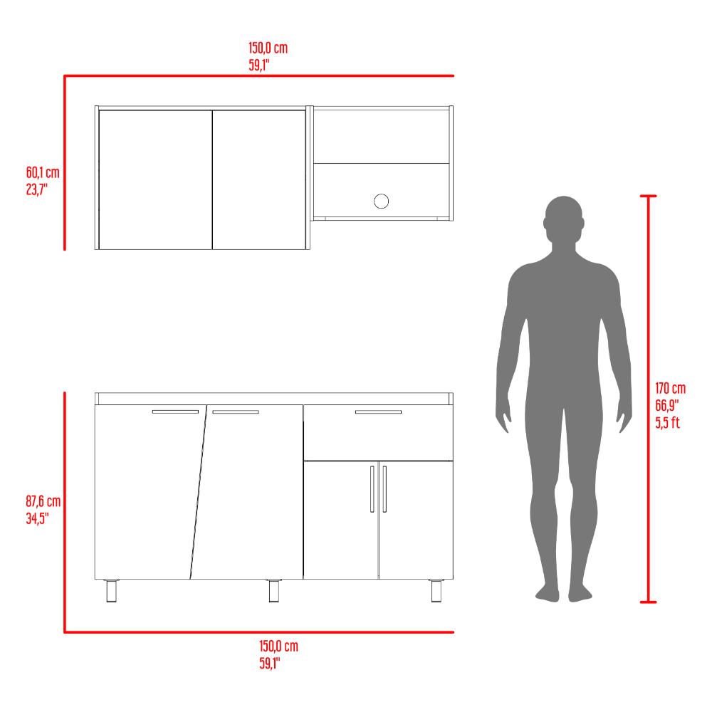Cocina Integral 150 Emilia, Fresno Europe y Taupe, No Incluye Mesón