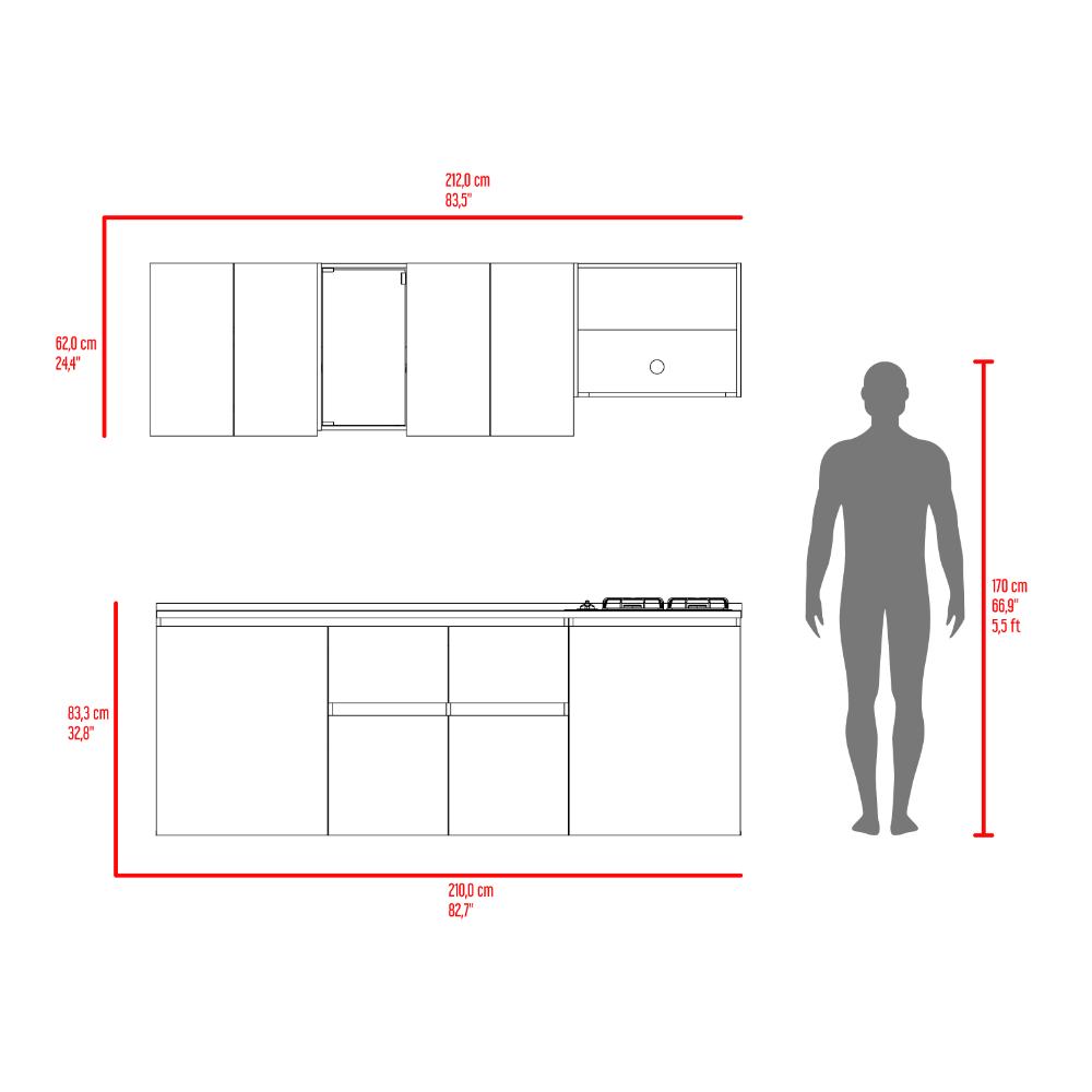 Cocina Integral Amantia, Fresno Europeo y Plata Oscuro, Incluye Mesón Izquierdo
