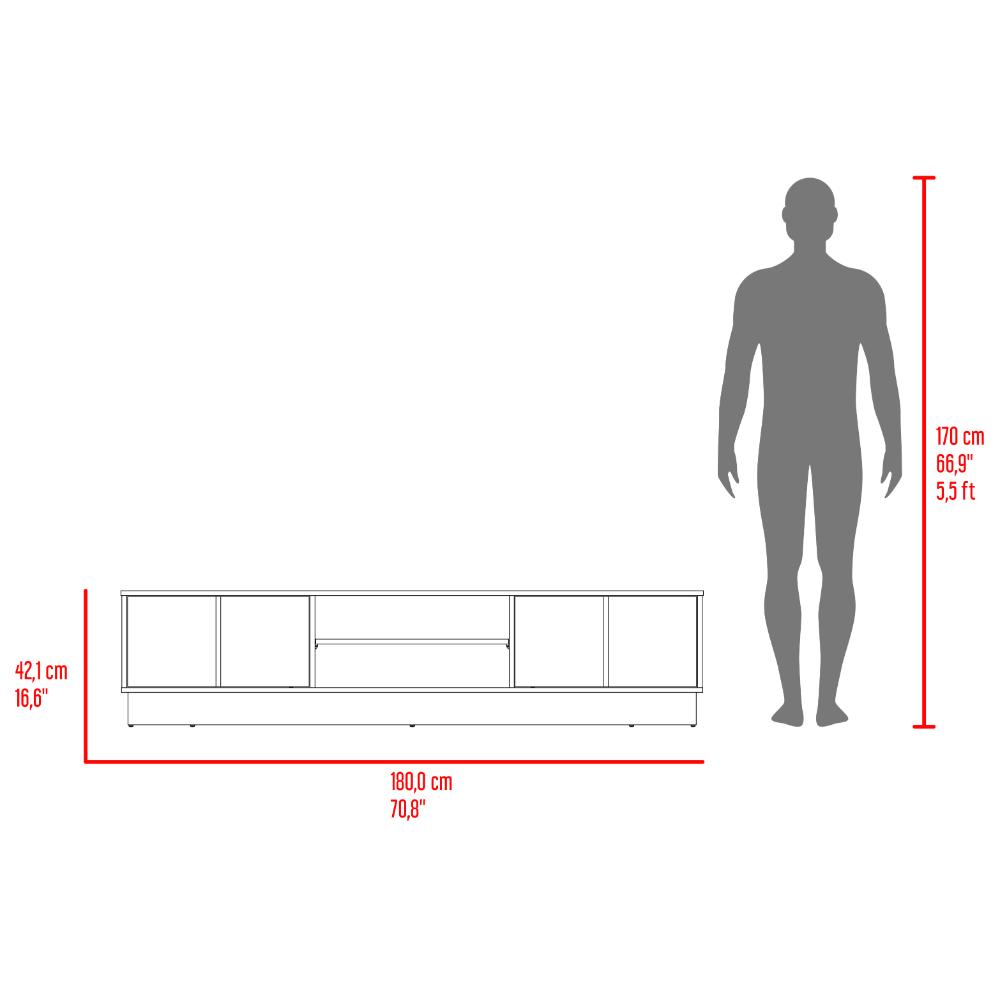 Mesa para TV Caobe, Positano y Wengue, para Televisor de hasta 75 Pulgadas con Cuatro Puertas