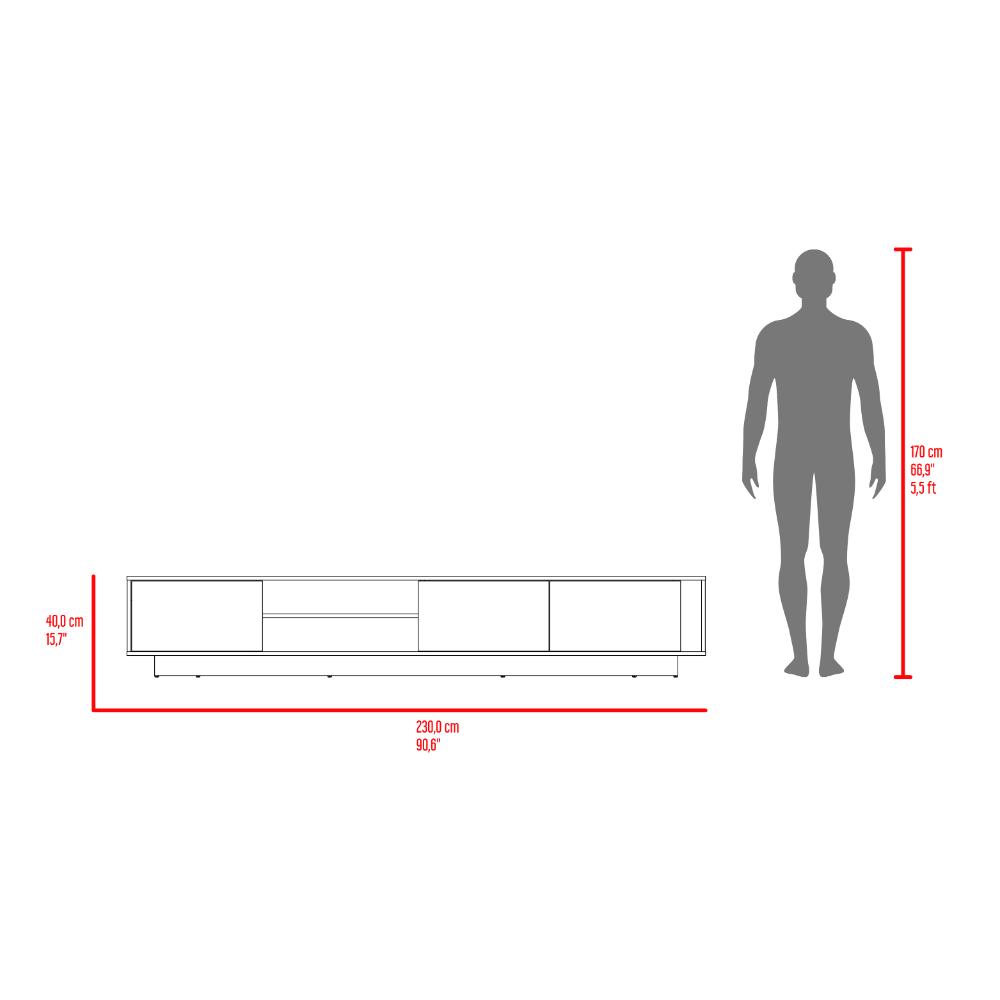 Mesa Para Tv Maldivas, Avellana y Wengue, Para Televisor de Hasta 100 Pulgadas con tres puertas