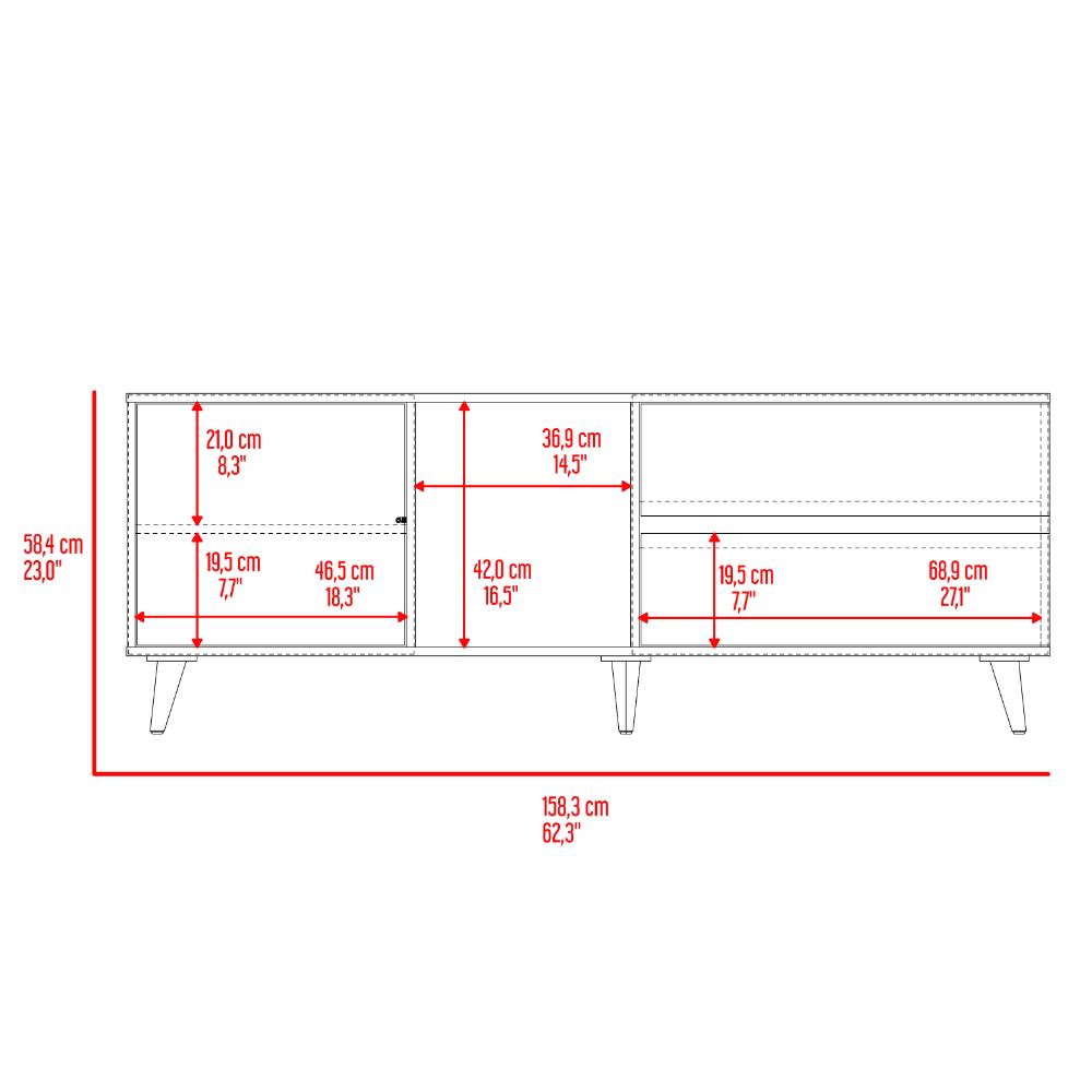 Mesa para TV Bored, Cartagena y Blanco, con Espacio para Televisor de hasta 60 Pulgadas