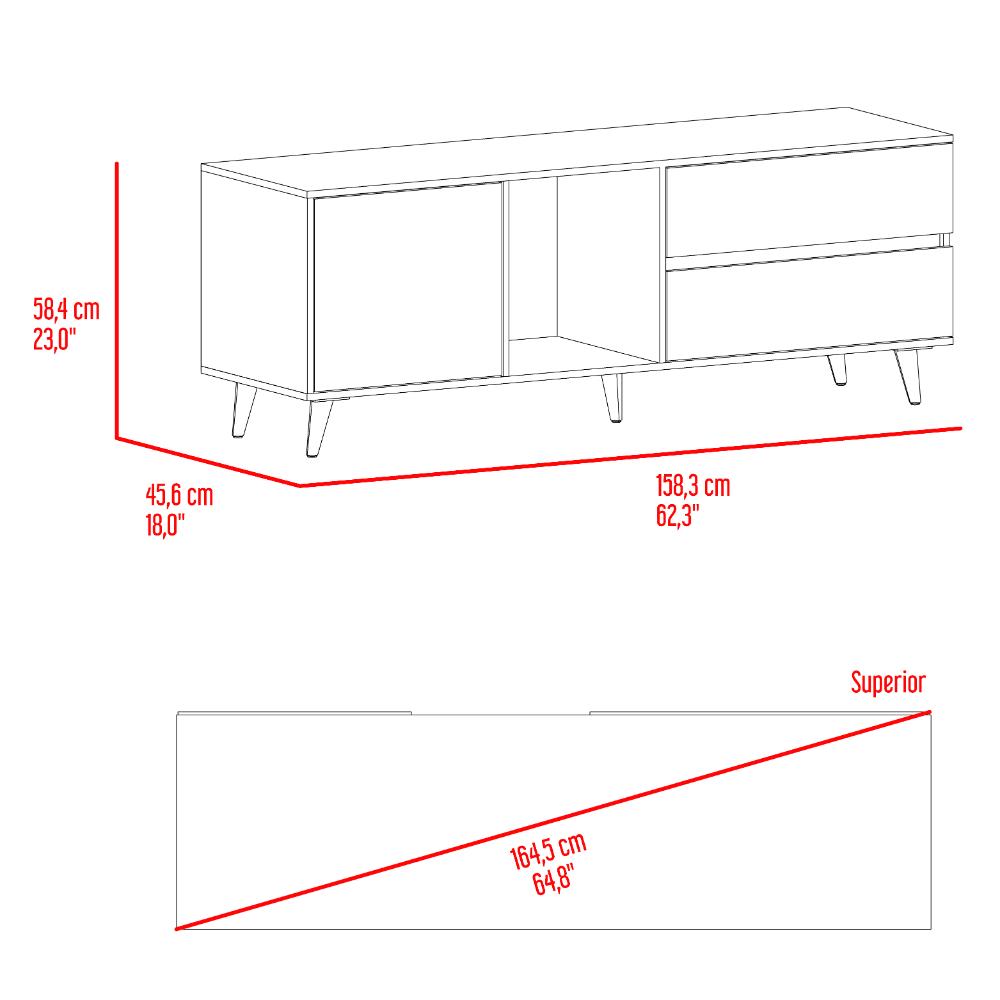 Mesa para TV Bored, Cartagena y Blanco, con Espacio para Televisor de hasta 60 Pulgadas