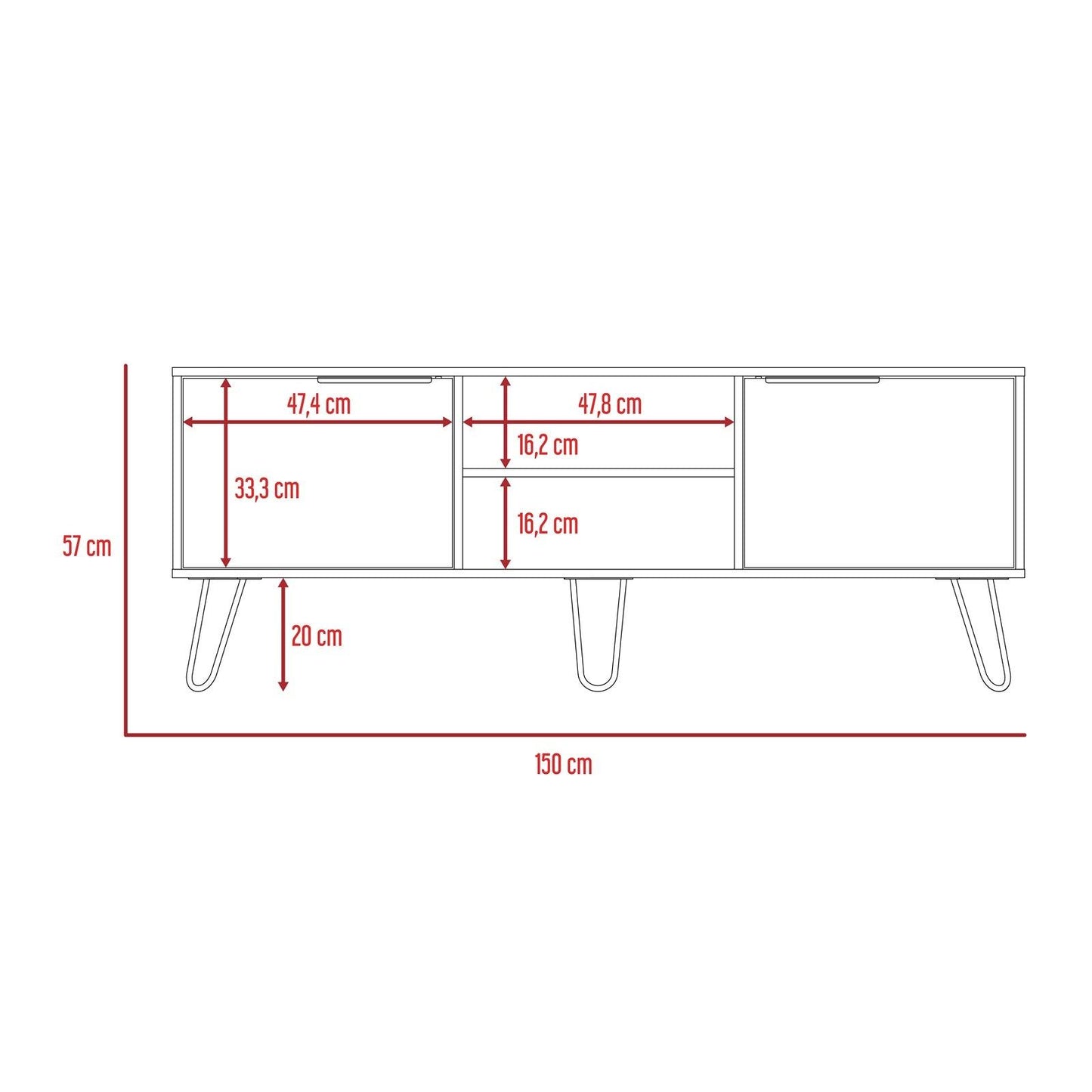 Mesa de Tv Ali, Café Claro y Wengue, para Tv de 65 Pulgadas - VIRTUAL MUEBLES