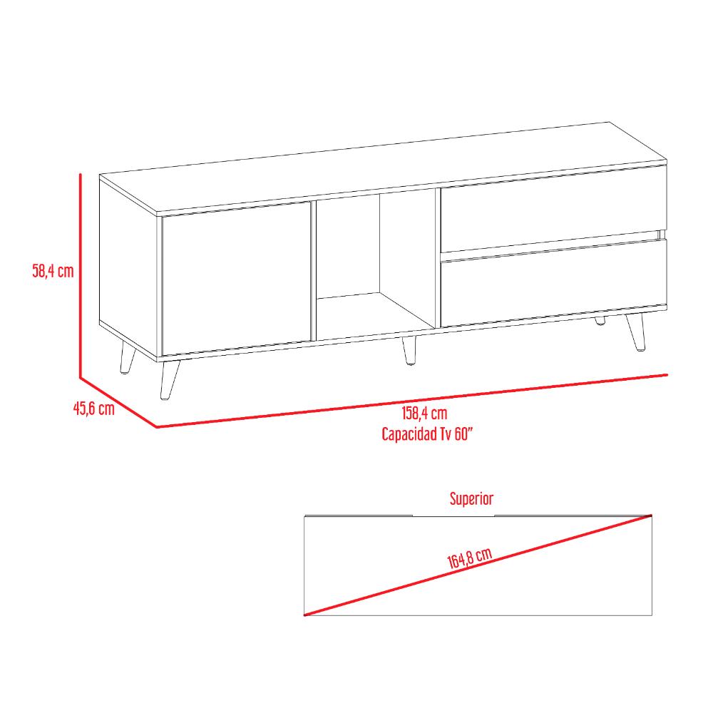 Mesa Para Tv Bored, Beige y Blanco, con Espacio Para Televisor de Hasta 60 Pulgadas