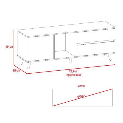 Mesa Para Tv Bored, Beige y Blanco, con Espacio Para Televisor de Hasta 60 Pulgadas