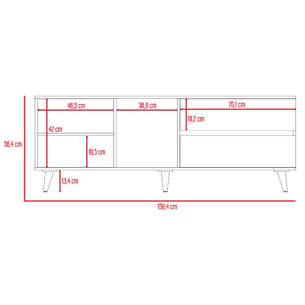 Mesa Para Tv Bored, Beige y Blanco, con Espacio Para Televisor de Hasta 60 Pulgadas