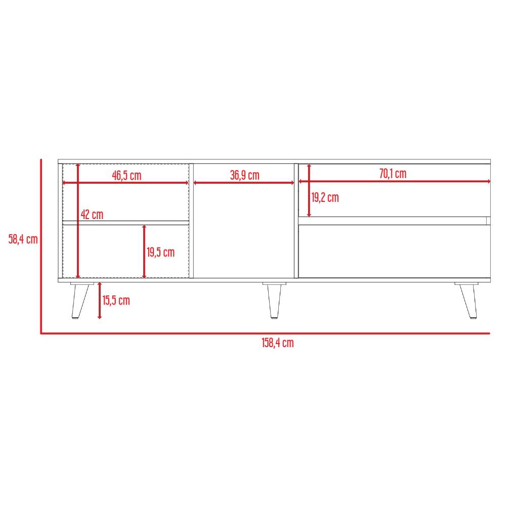 Mesa Para Tv Nashira, Fresno Europeo y Plata Oscuro, con Espacio Para Televisor de Hasta 60 Pulgadas