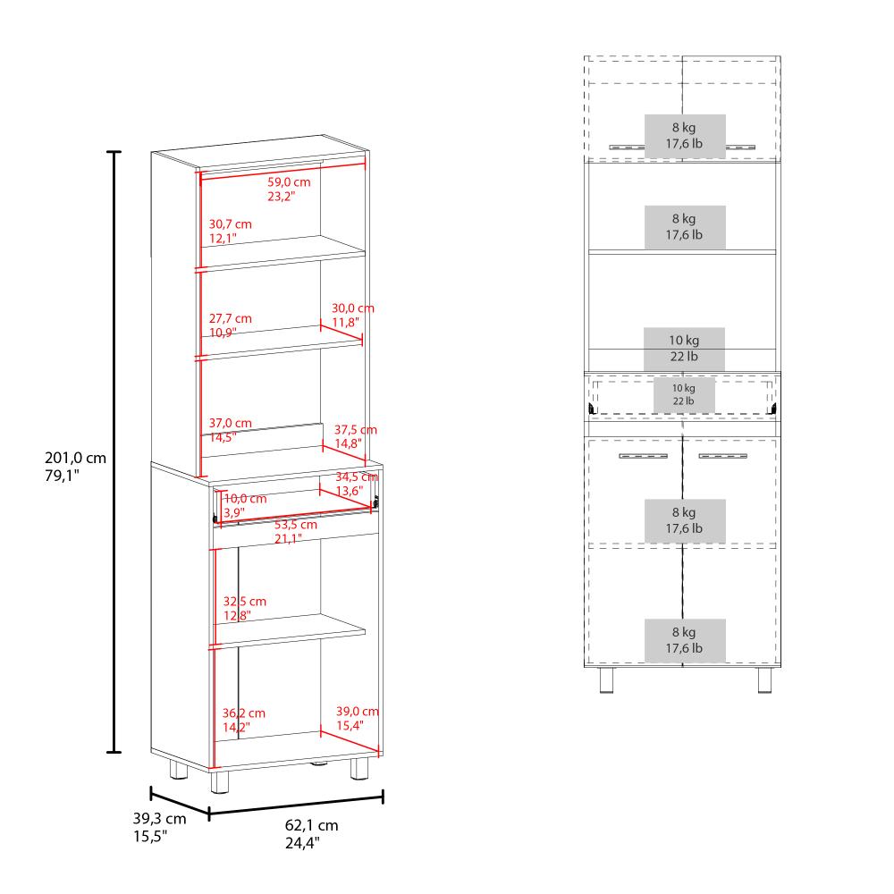 Modulo Microondas Eris, Fresno Europeo y Blanco Duqueza, con cuatro puertas abatible ZF