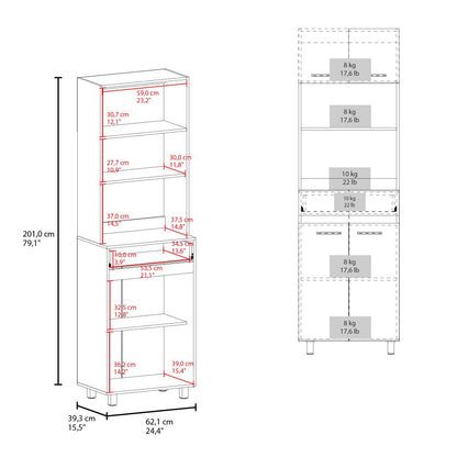Modulo Microondas Eris, Fresno Europeo y Blanco Duqueza, con cuatro puertas abatible ZF