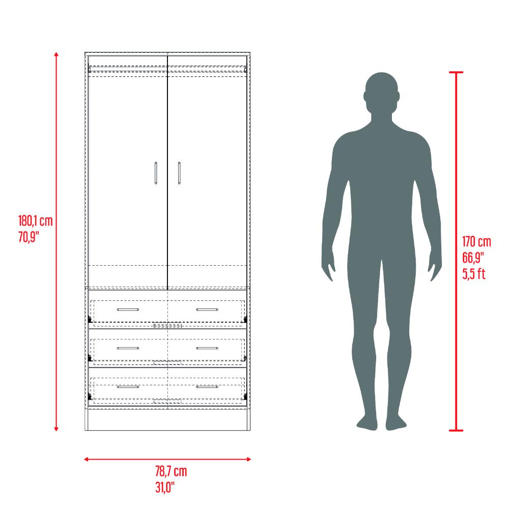 Closet Pilic, Kronos Wengue, tres cajones con gran capacidad de almacenamiento ZF