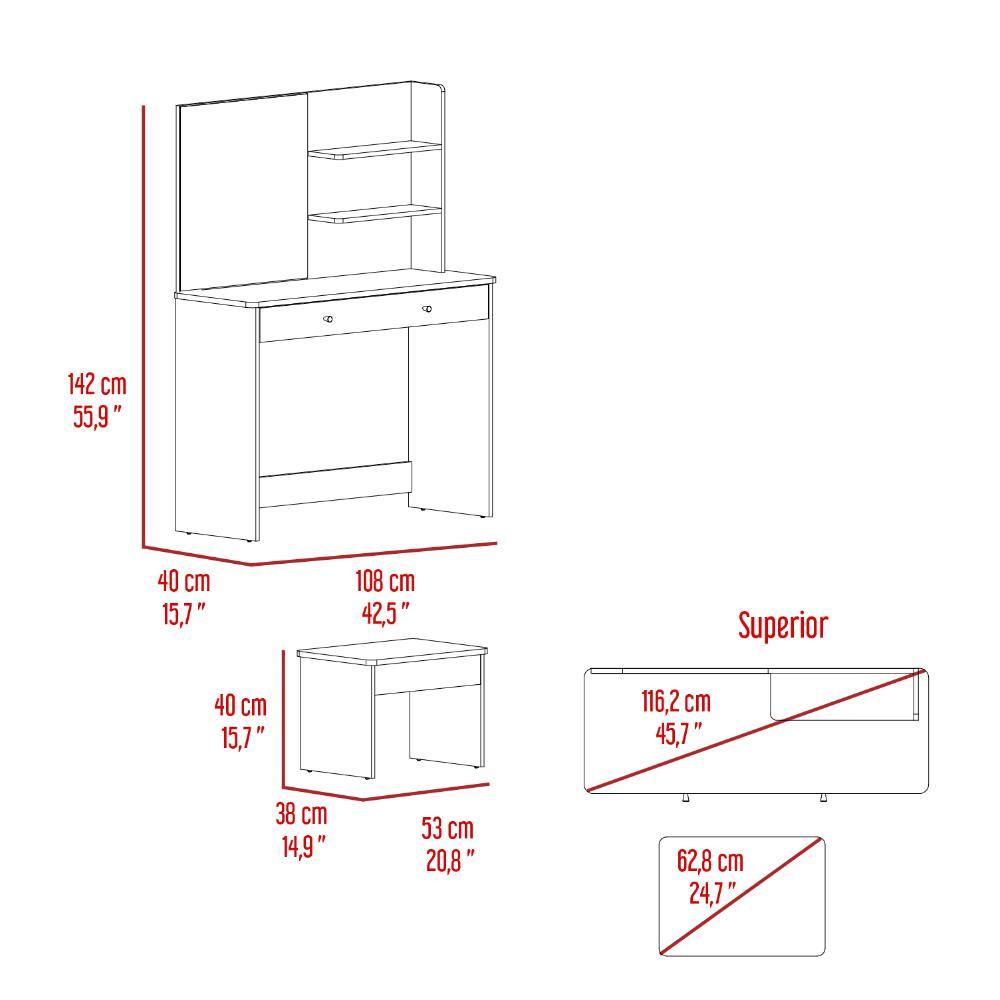 Mueble Tocador Rouse, Blanco Duqueza, Espacio para Ubicar Maquillaje
