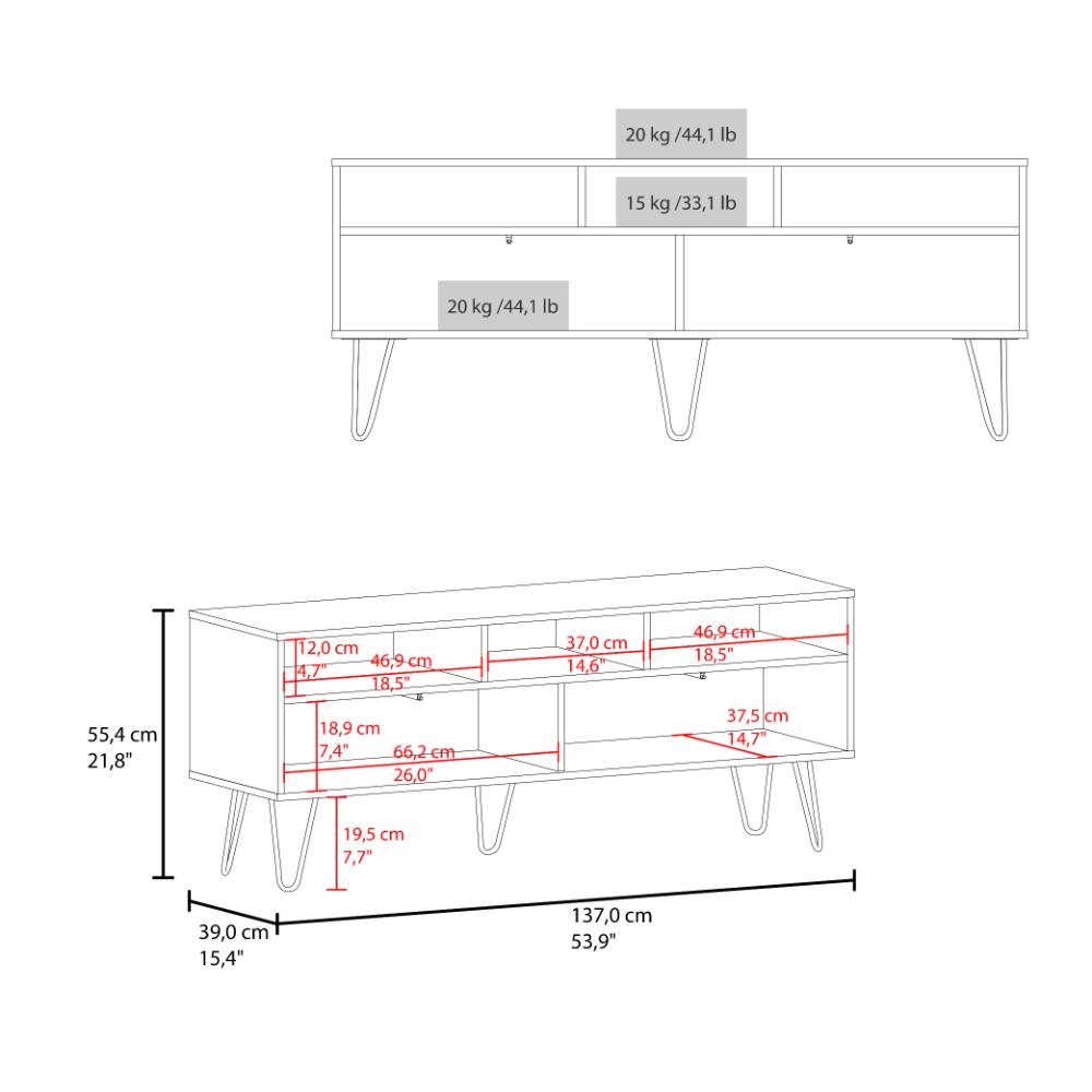 Mesa para TV Tory, Blanco y Fresno Europeo, con Espacio para Televisor de hasta 60 Pulgadas ZF