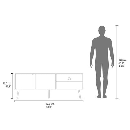 Mesa para TV Vulanno, Blanco Duqueza, con una puerta abatible 70" ZF