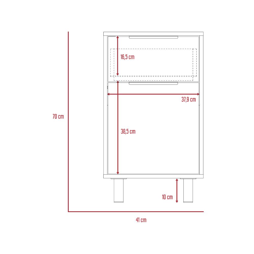 Mesa de Noche Wesley, Fresno Europeo y Blanco, con Una Puerta y Un Cajón Organizador
