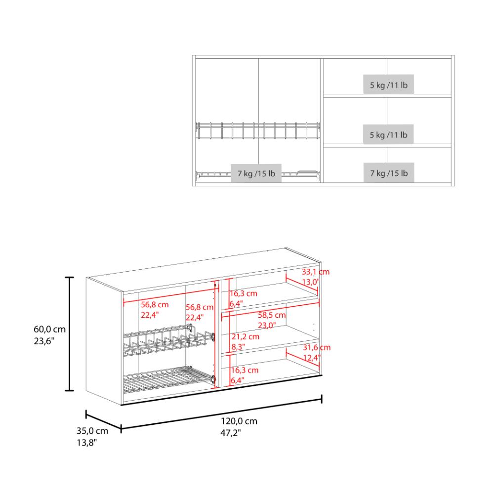 Gabinete Superior Cantabria 120, Kronos Blanco, con Cuatro Puertas Batientes ZF