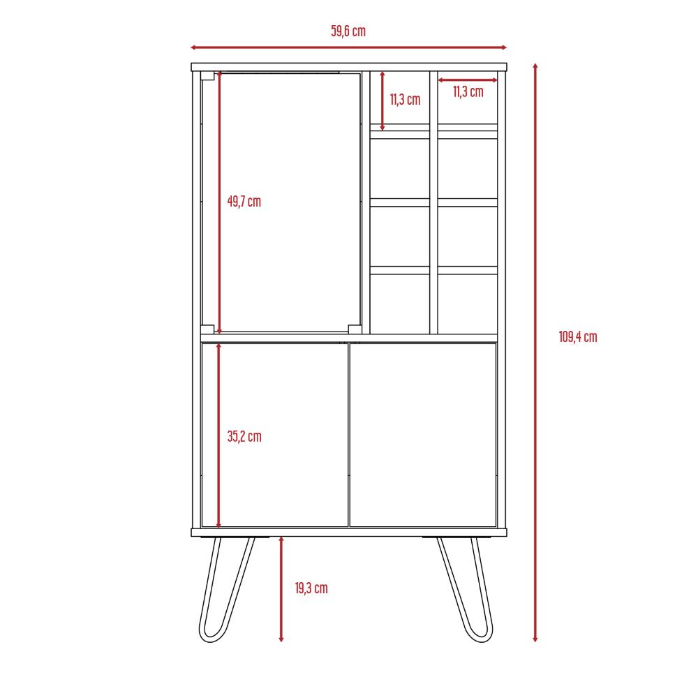Bar Lara, Nogal y Blanco Perla, con dos Puertas y Amplio espacio para Almacenamiento.