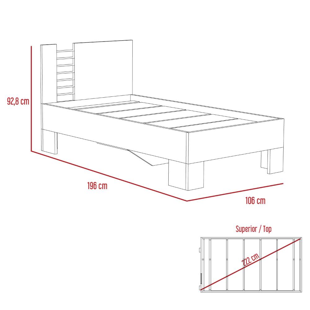 Cama Sencilla Elaxi, Wengue, Incluye Tendido de Tablas