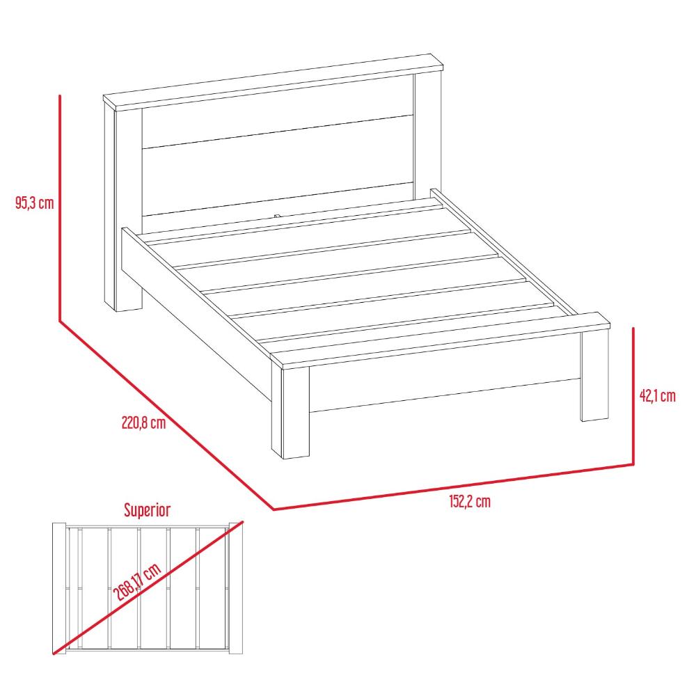 Cama Doble Cantabria, Miel y Plata Oscuro, Incluye Tendido de Tablas