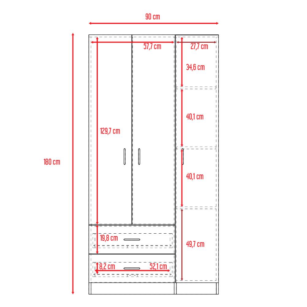 Closet América, Blanco, con Dos Cajones y Variedad de Entrepaños    ZF