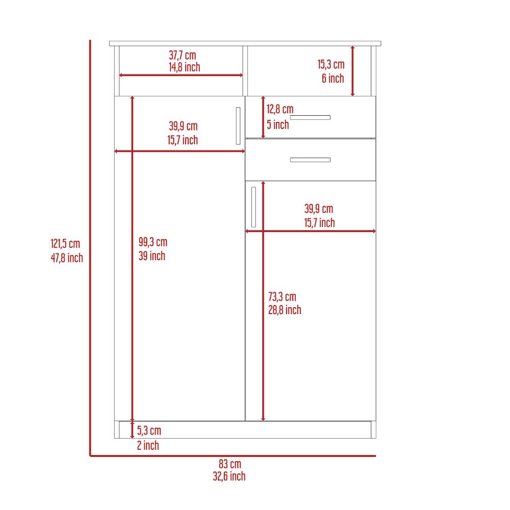 Closet Monter, Wengue, Dos Cajones y Puertas Abatibles ZF