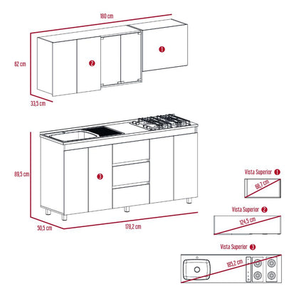 Cocina Integral Polux, Gris y Blanco, Incluye Mesón Izquierdo Hc