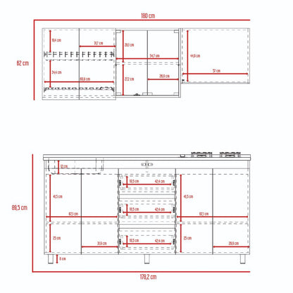 Cocina Integral Polux, Gris y Blanco, Incluye Mesón Izquierdo Hc