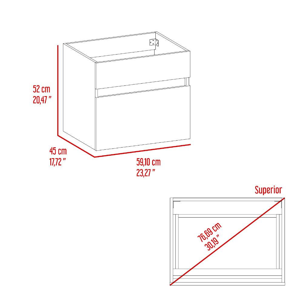 Mueble para Lavamanos Aydin 60, Blanco, con un cajon y amplio espacio de almacenamiento ZF