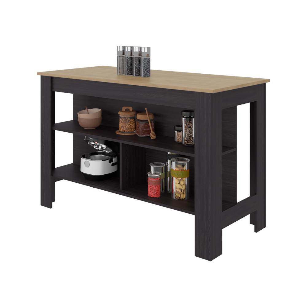 Barra de Cocina Cala, Kronos Wengue y Kronos Fresno, con Amplia Superficie en la Mesa ZF