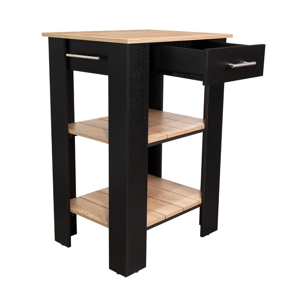 Barra de Cocina Cala 23, Wengue y Macadamia, con Amplia Superficie En La Mesa