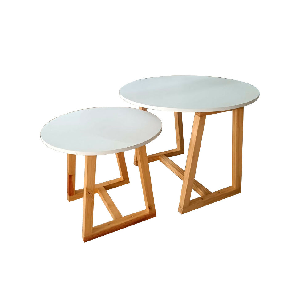 Combo Mesa Nido Bits, Blanco + Madera Natural
