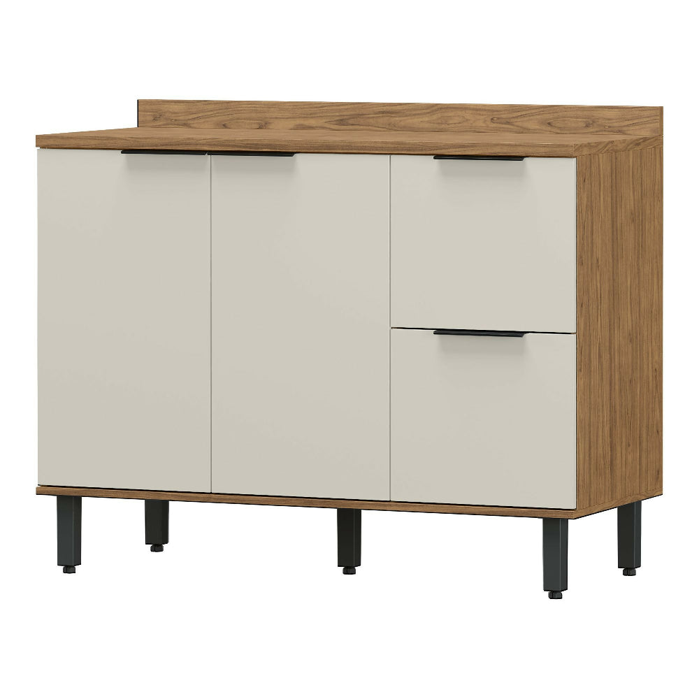 Cocina 120 cm Malta 3 Puertas 2 Cajones - Natural/Blanco Apagado