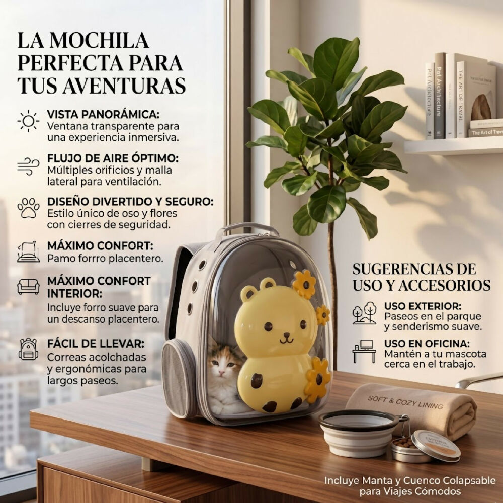 Maleta De Viaje Para Perros Y Gatos Pequeños Con Base Rígida Y Material Transpirable