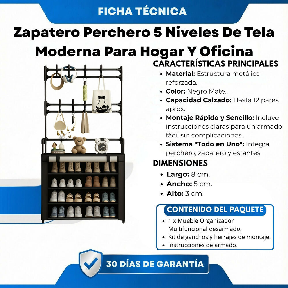 Zapatero Perchero 5 Niveles De Tela Moderna Para Hogar Y Oficina