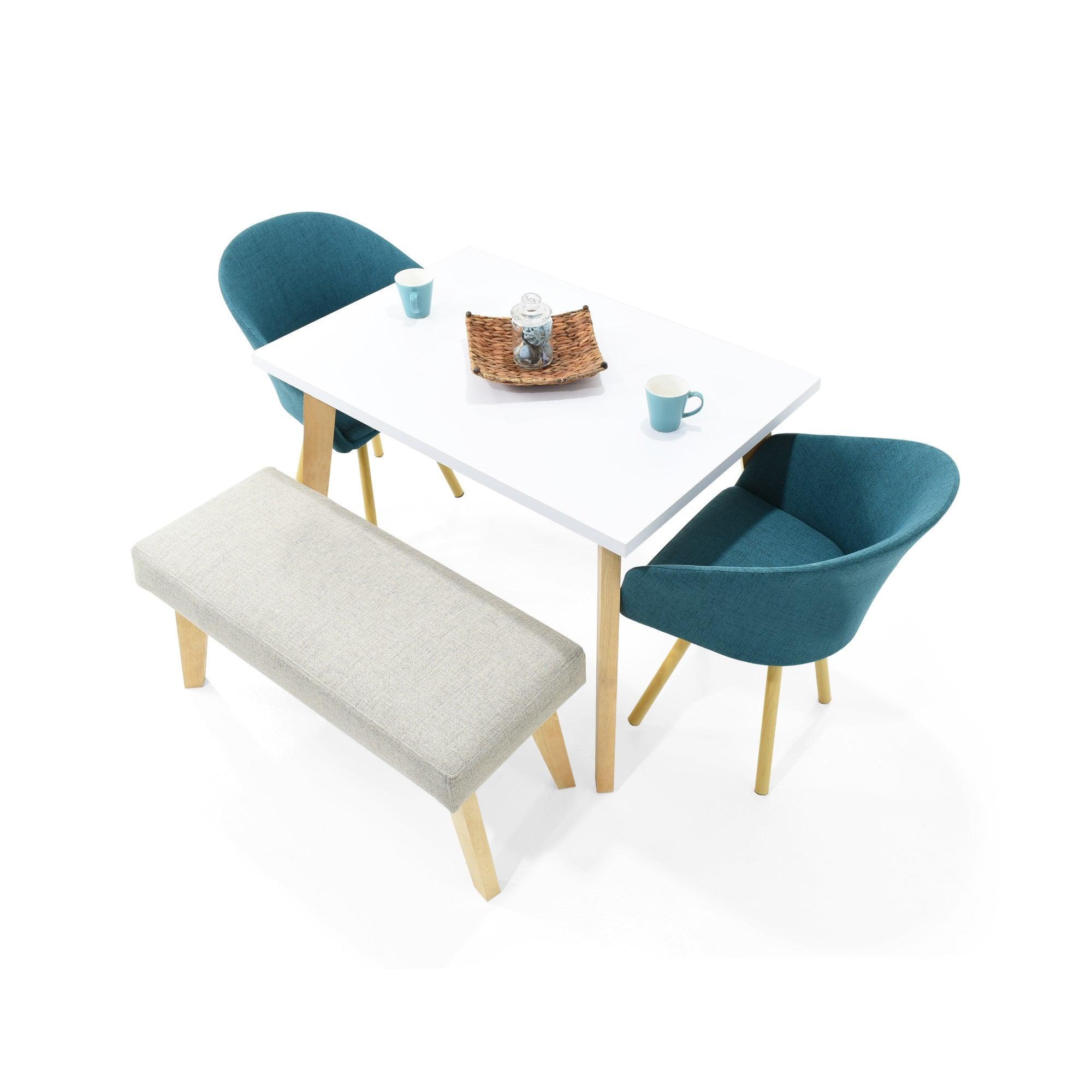 Comedor 4 Puestos Lugo Matiz Sillas Tokyo con Butaco Petroleo Plata