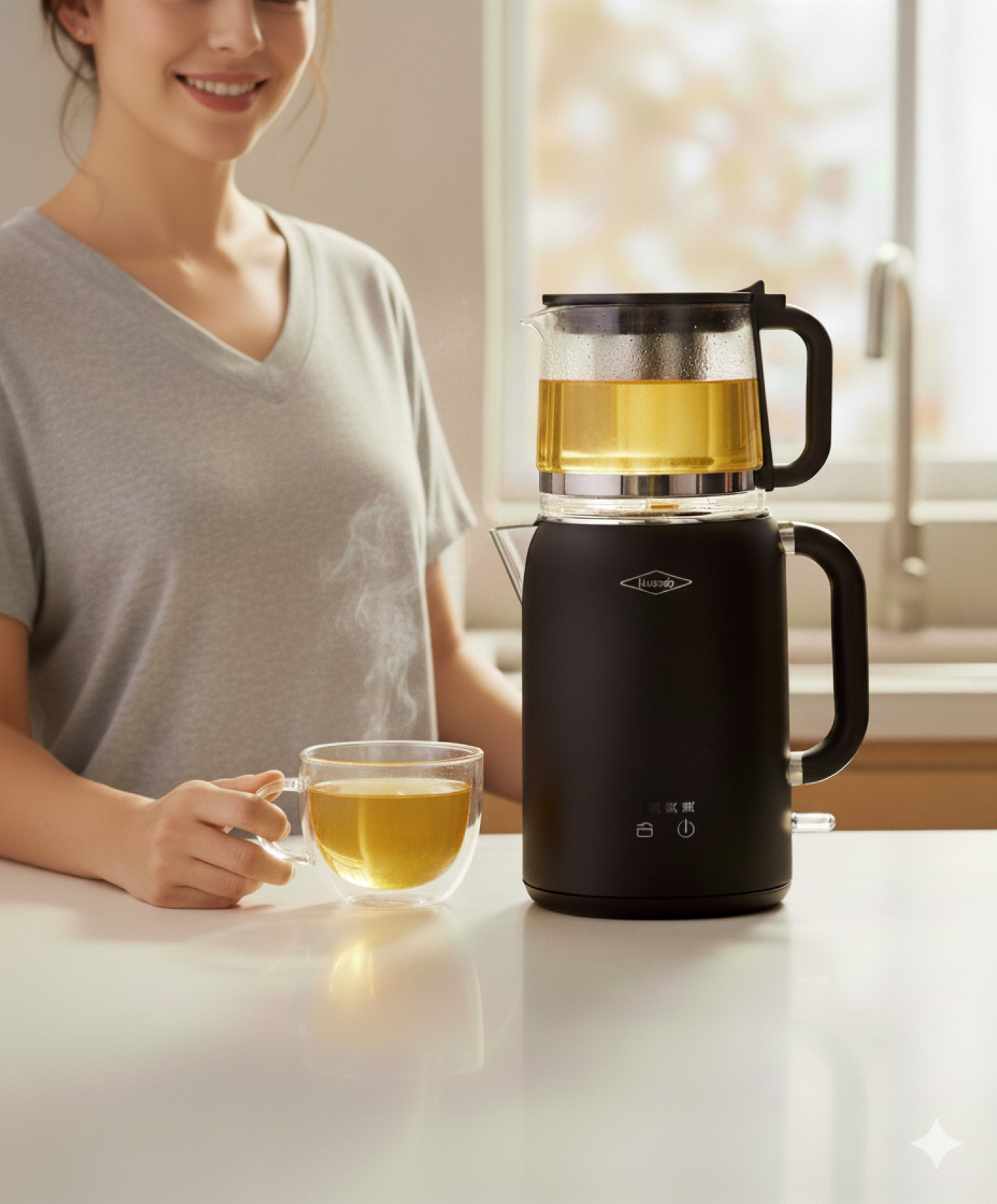 Hervidor De Agua e Infusor Eléctrico Haceb, Negro
