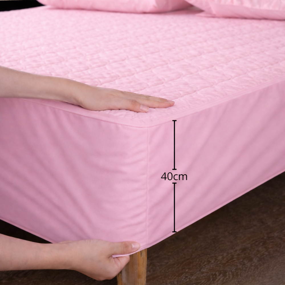 Protector colchon sencillo acolchado rosado 100x190cm