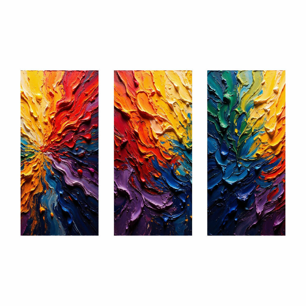 Lienzo Tríptico Universo Abstracto de Color X 3 72x34cm c/u