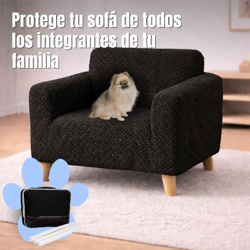 Protector de sofá 1 puesto elastico negro