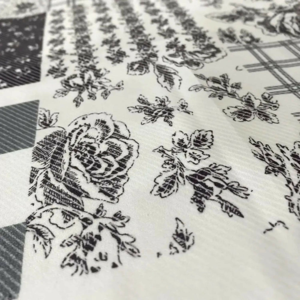Juego de Sábanas Cama King 300 Hilos 100% Algodón Patchwork Gris Suave